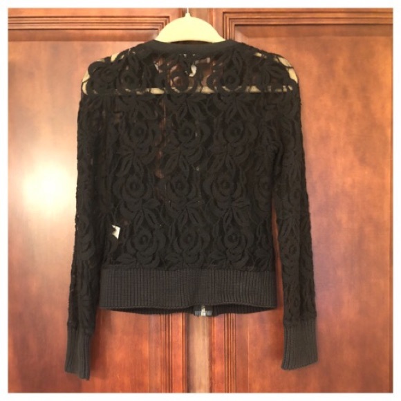 Vintage Y2K  Black Vintage Lace Bomber Jacket Size XS - Picture 3 of 5